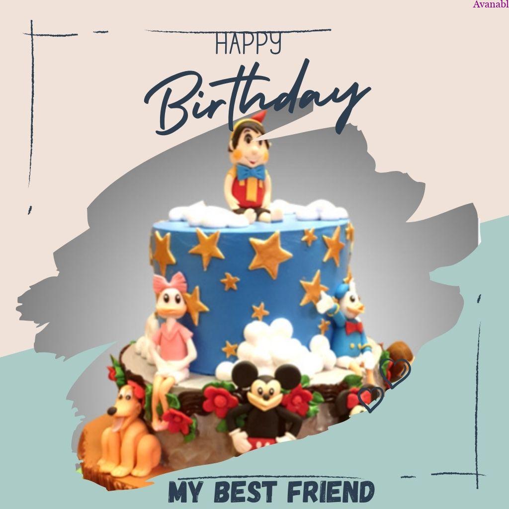 Cartoon character cake design birthday wishes 
