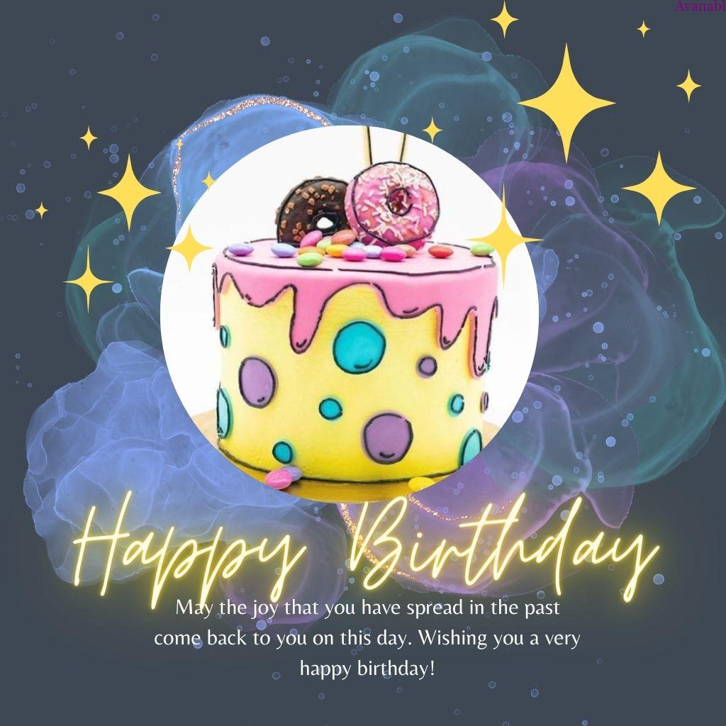 Dark background and yellow cake design birthday wish