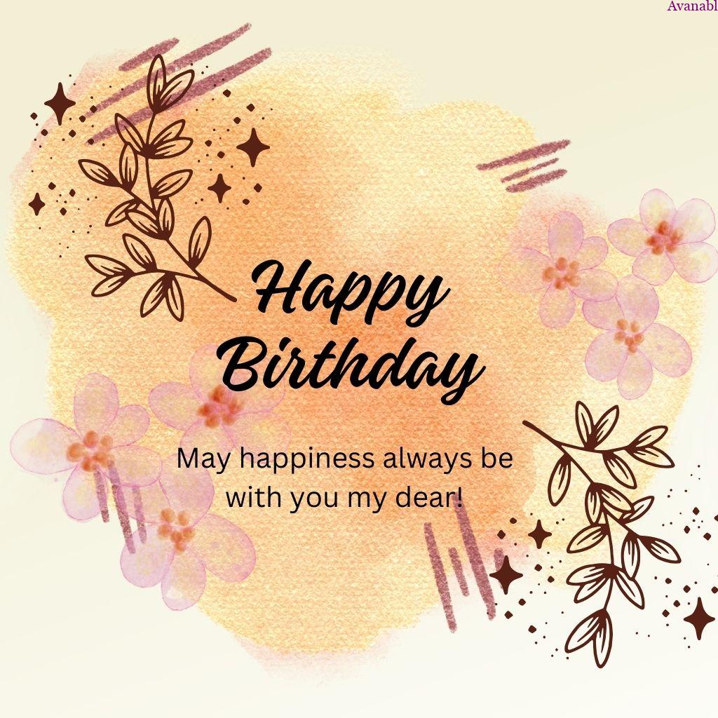 yellow gradient background and leaves birthday wish