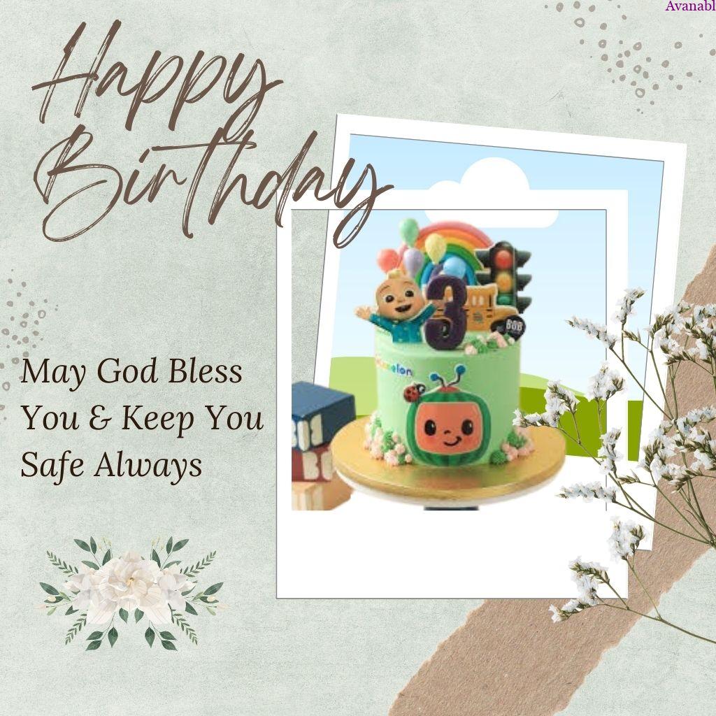 light color background and bright green cake design birthday wish