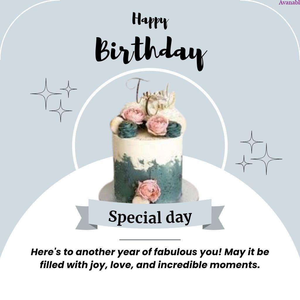 light color simple background and green-white color cake design birthday wish