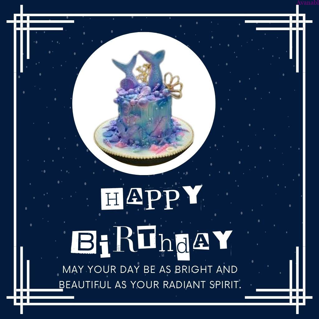 Dark blue plain Background and blue cake design birthday wishes