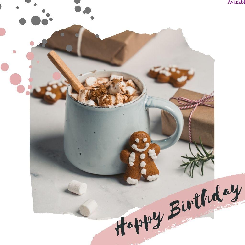 Mug full of sweet, ginger cookies birthday wish