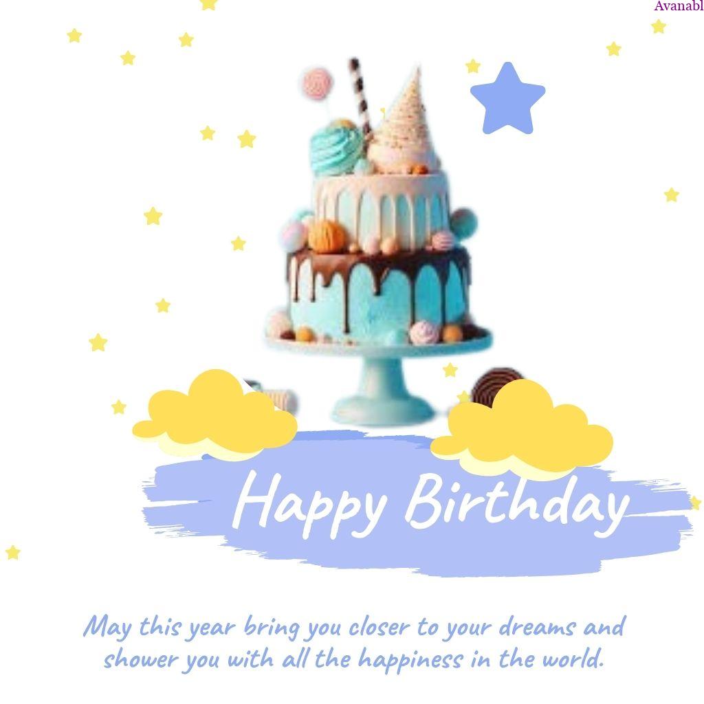 2 layer ocean blue cake design and birthday wishes