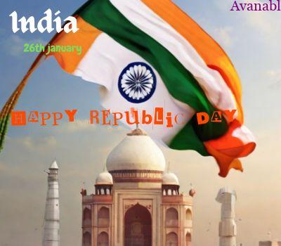 Taj mahal and India flag republic image