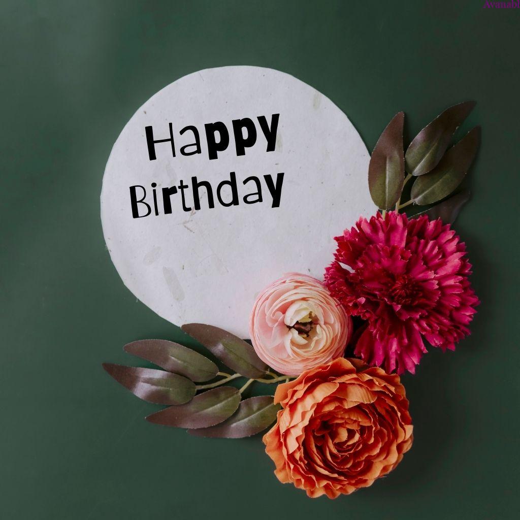  3 flowers with leaves birthday wishes