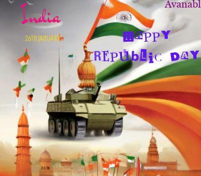 Tank and India flag republic image