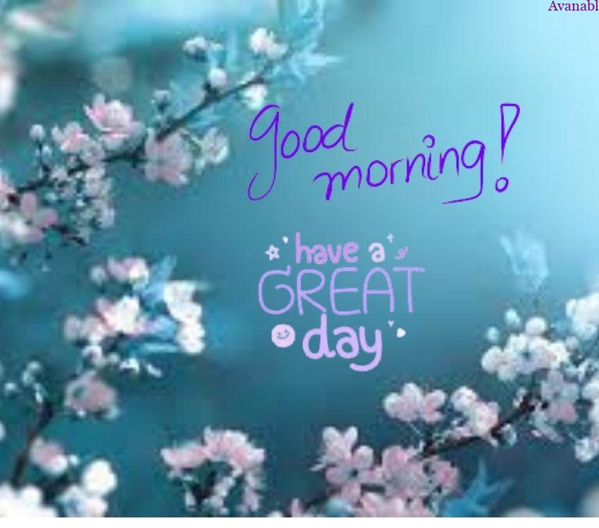 blue background Pink little flower morning wishes images