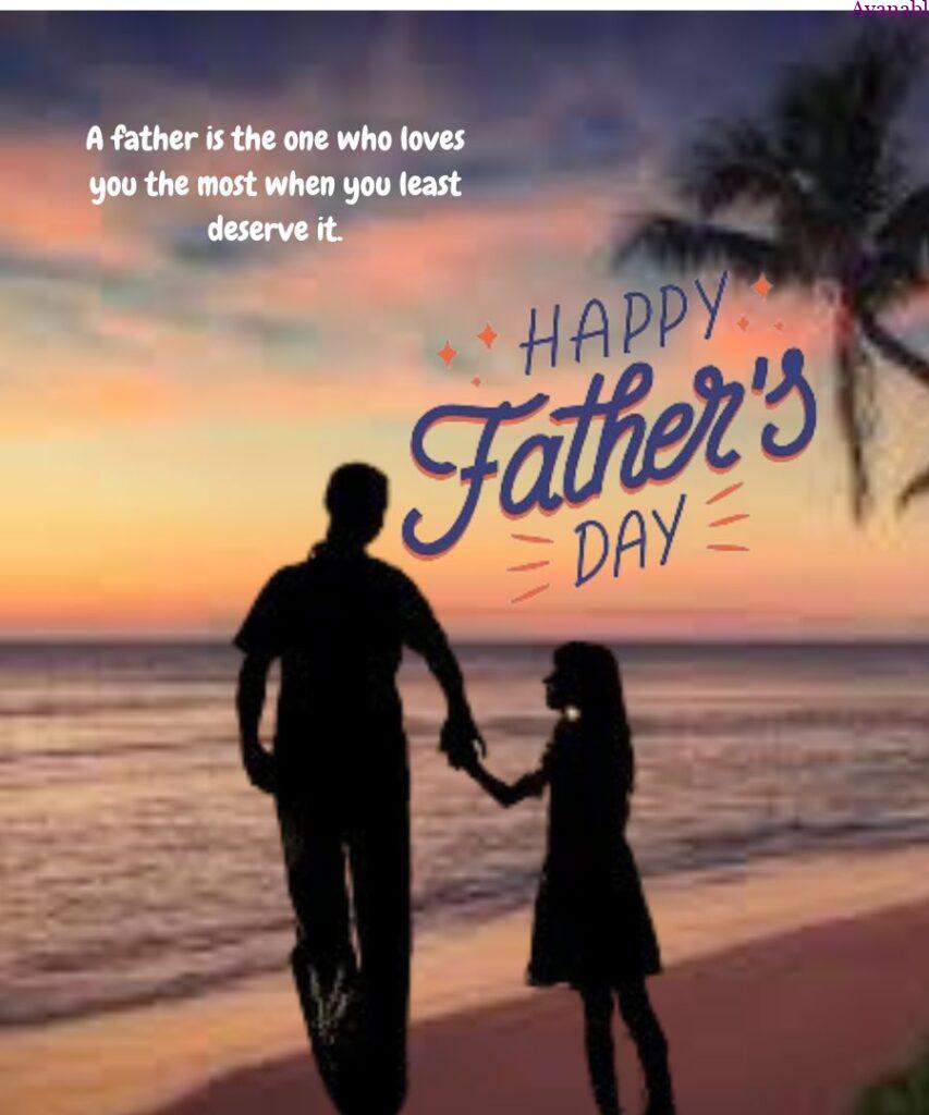 Father and daughter walking in beach father day wish