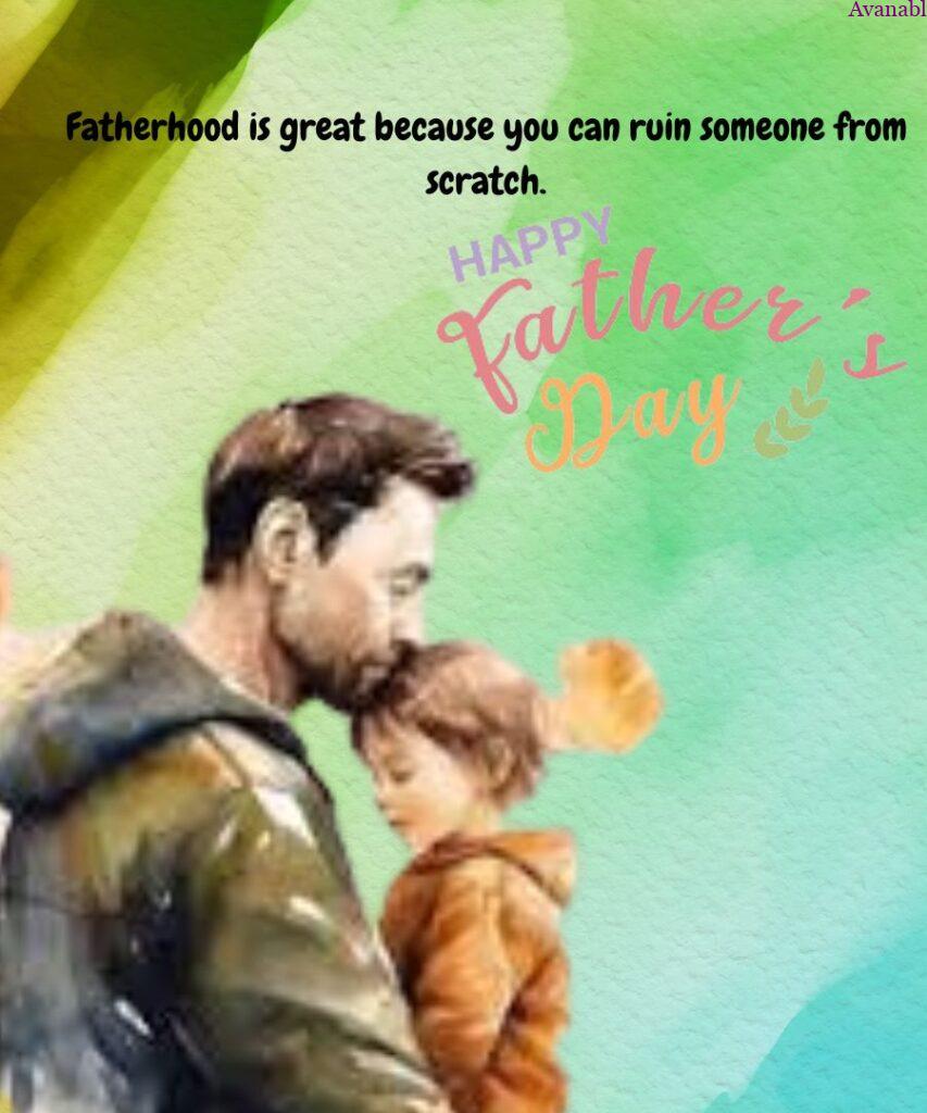 A picture of a father kissing his daughter head with a green background behind. Father day wishes image