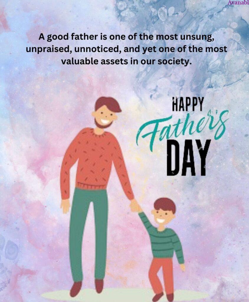 A picture of a father walking holding his son's hand. father day wishes image