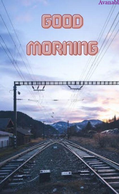 morning scene with electric train track