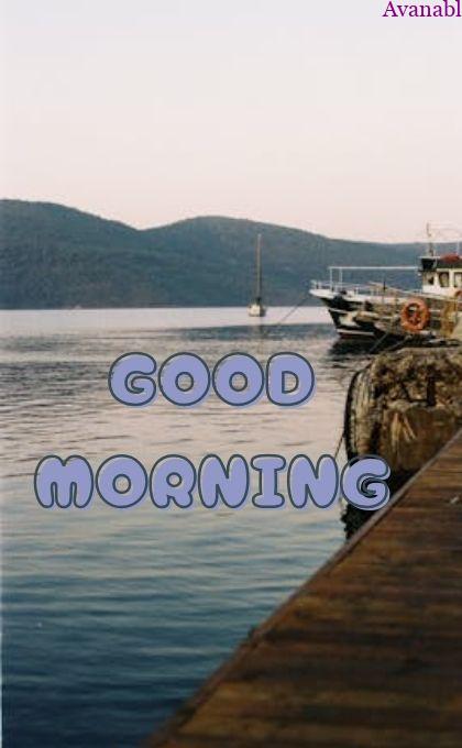 morning nature with river, ship and hill