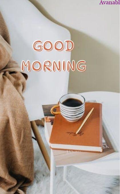 coffee mug on book  morning wishes