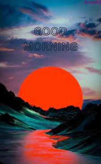 A red  big sun rise morning wishes images